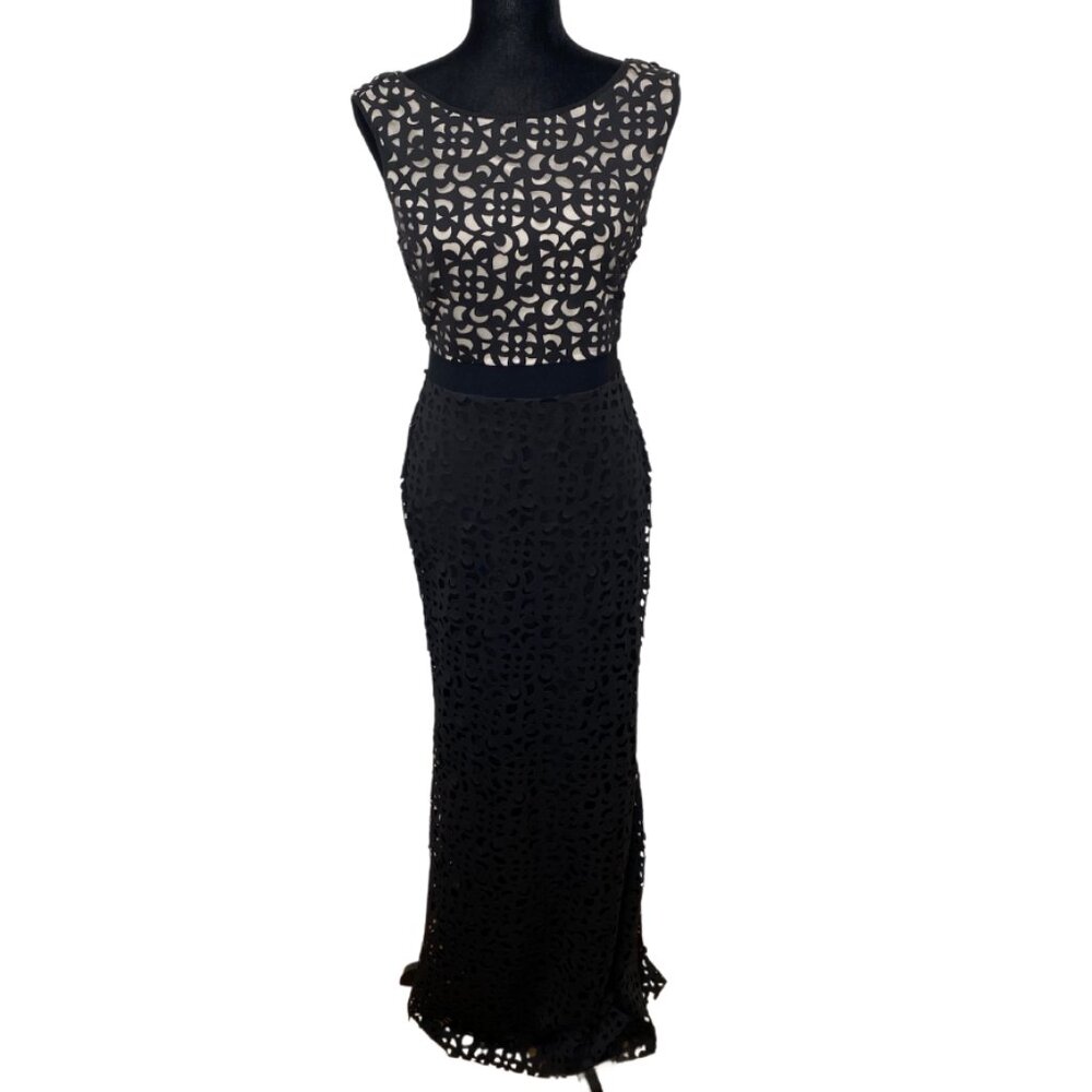 XSCAPE Long Laser Cut Middle Illusion Gown